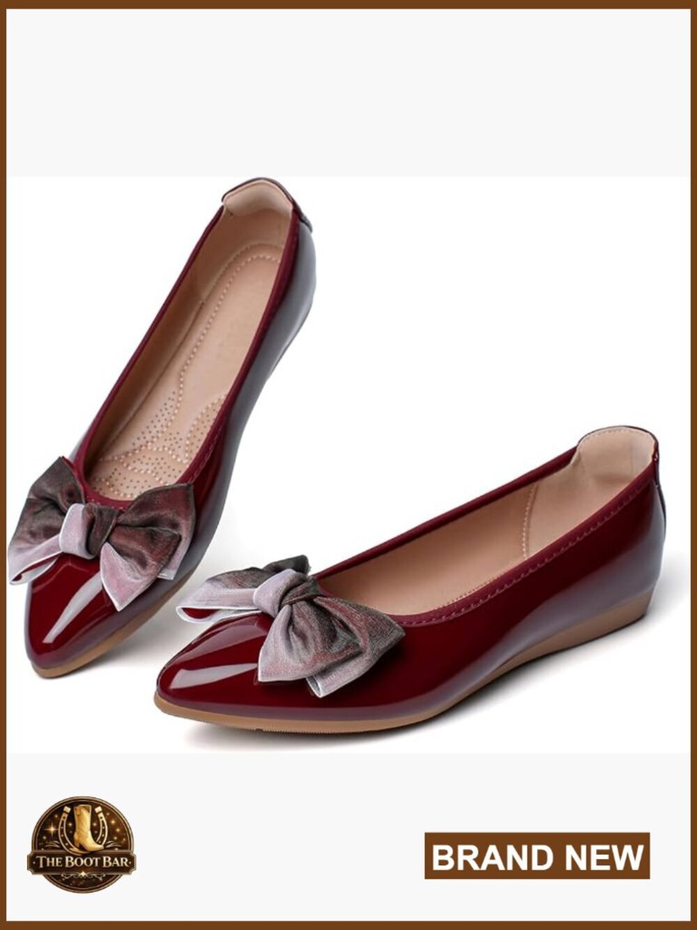 Pointed Toe Leather Flats with Bow Slip On Comfortable Wedding Shoes